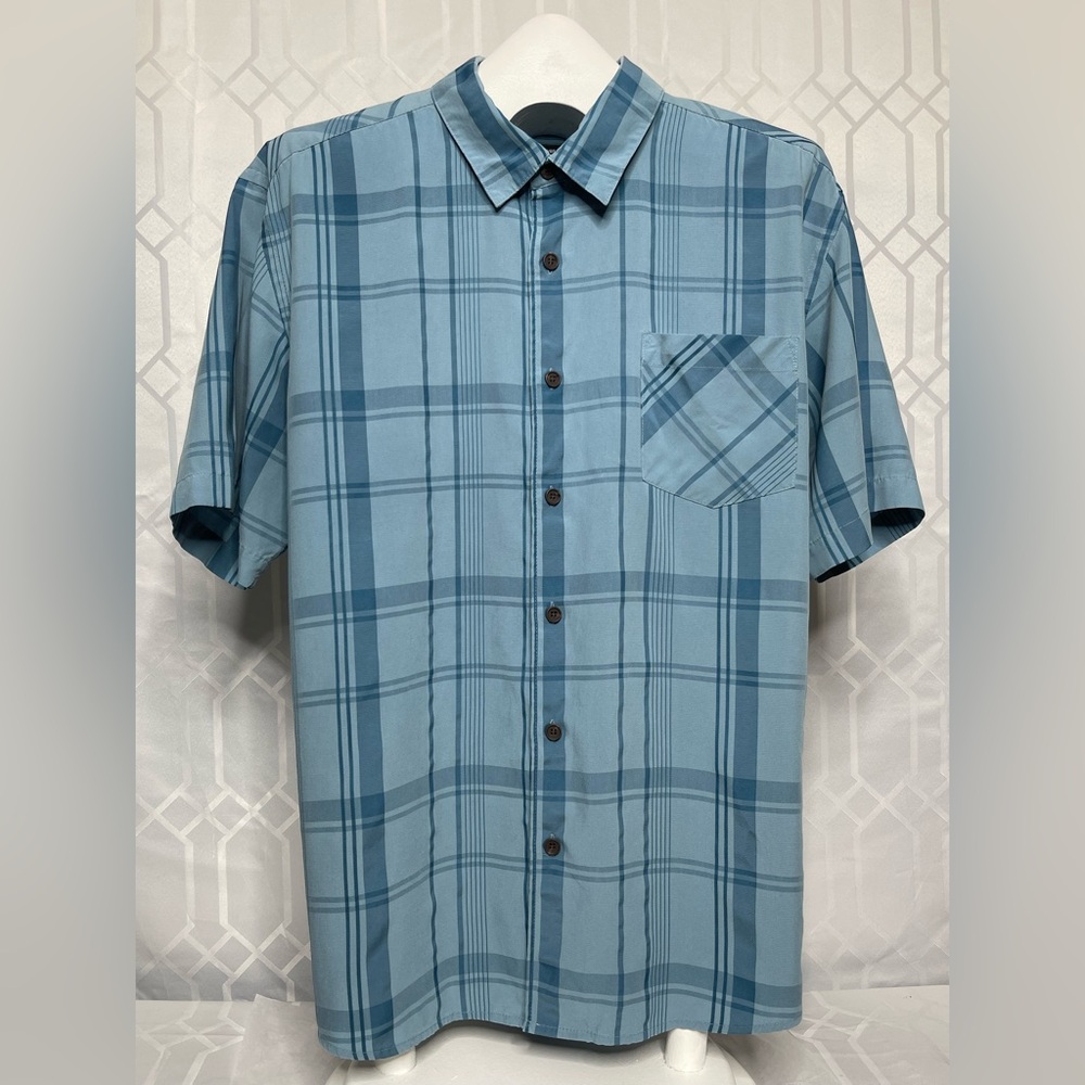 Quiksilver Waterman Comfort Fit Blue Plaid Short Sleeve Shirt XL